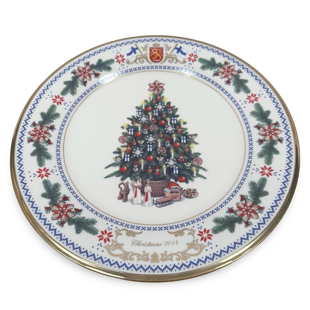 Lenox 2014 Christmas Trees Around the World Finland Collector Plate Ivory Gold - Picture 1 of 7